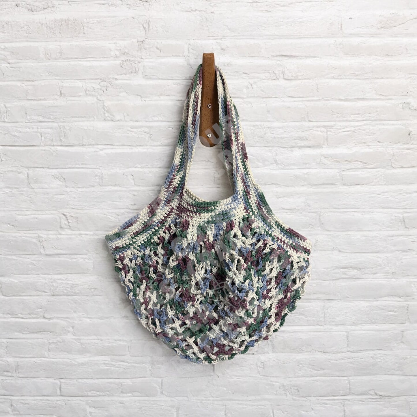 Crocheted Market Bag - Pressed Flowers