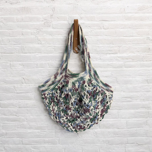 Crocheted Market Bag - Pressed Flowers