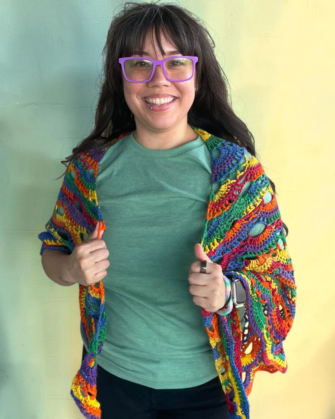 Crocheted Shawl - Rainbow