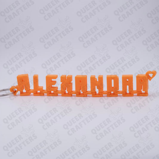 Flexi Name Keychain with Hearts - Alexandra