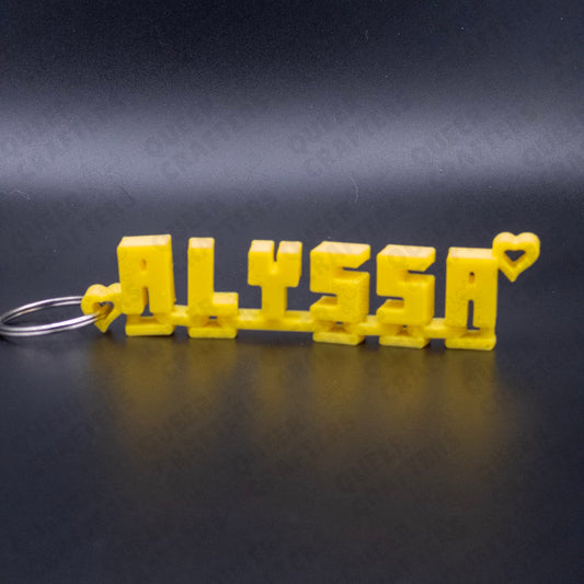 Flexi Name Keychain with Hearts - Alyssa