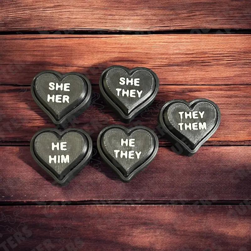 Pronoun Heart Fidget Clickers