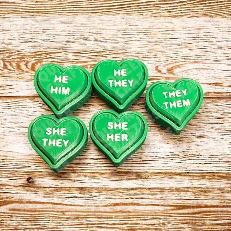 Pronoun Heart Fidget Clickers