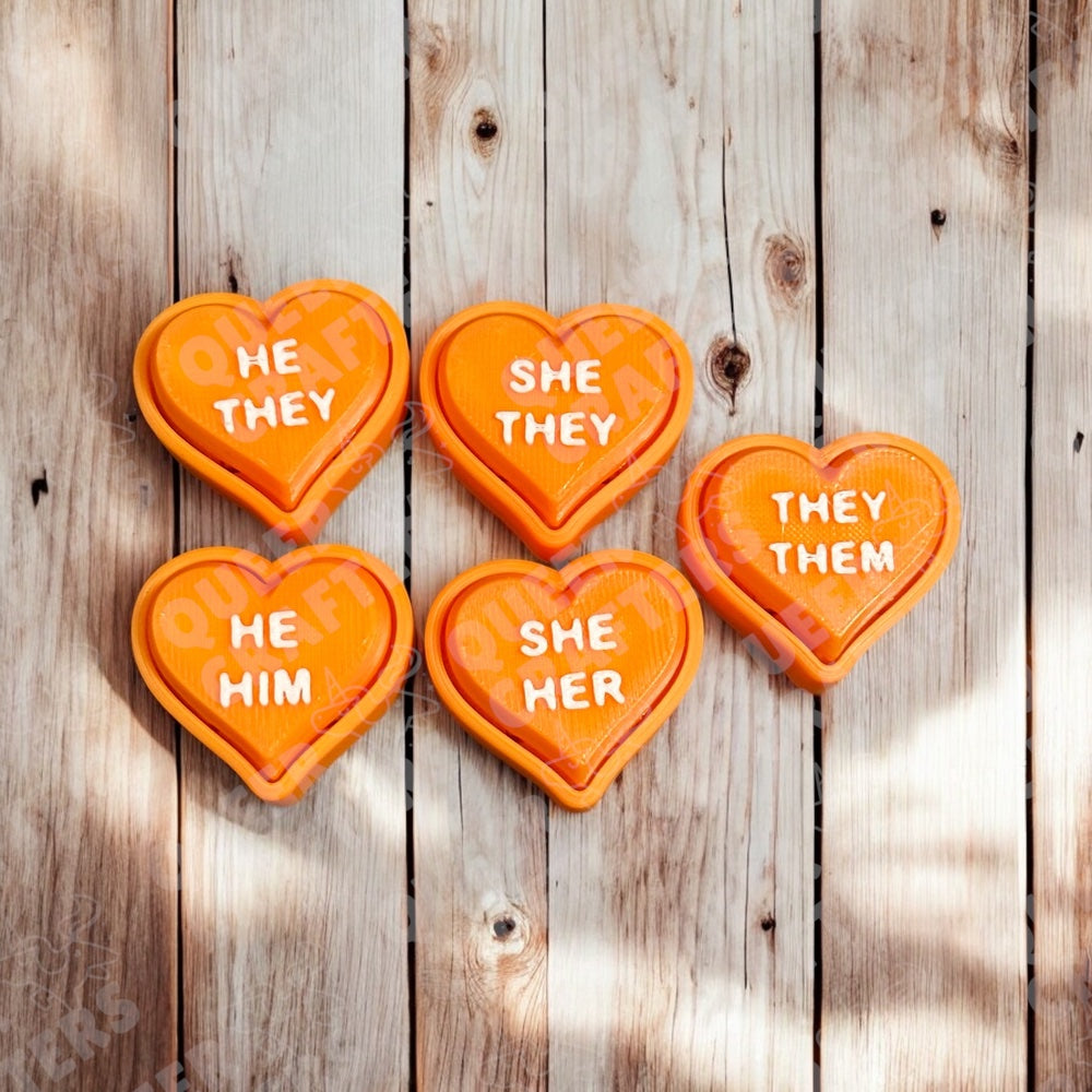 Pronoun Heart Fidget Clickers