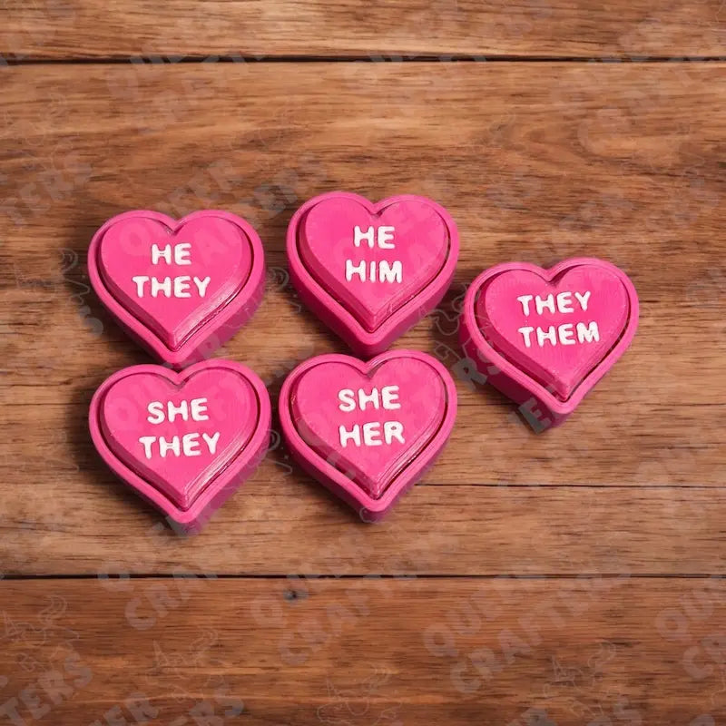 Pronoun Heart Fidget Clickers