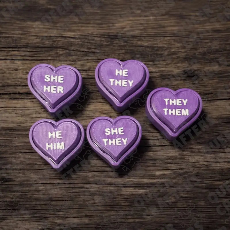 Pronoun Heart Fidget Clickers