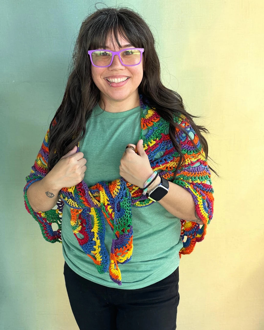 Crocheted Shawl - Rainbow
