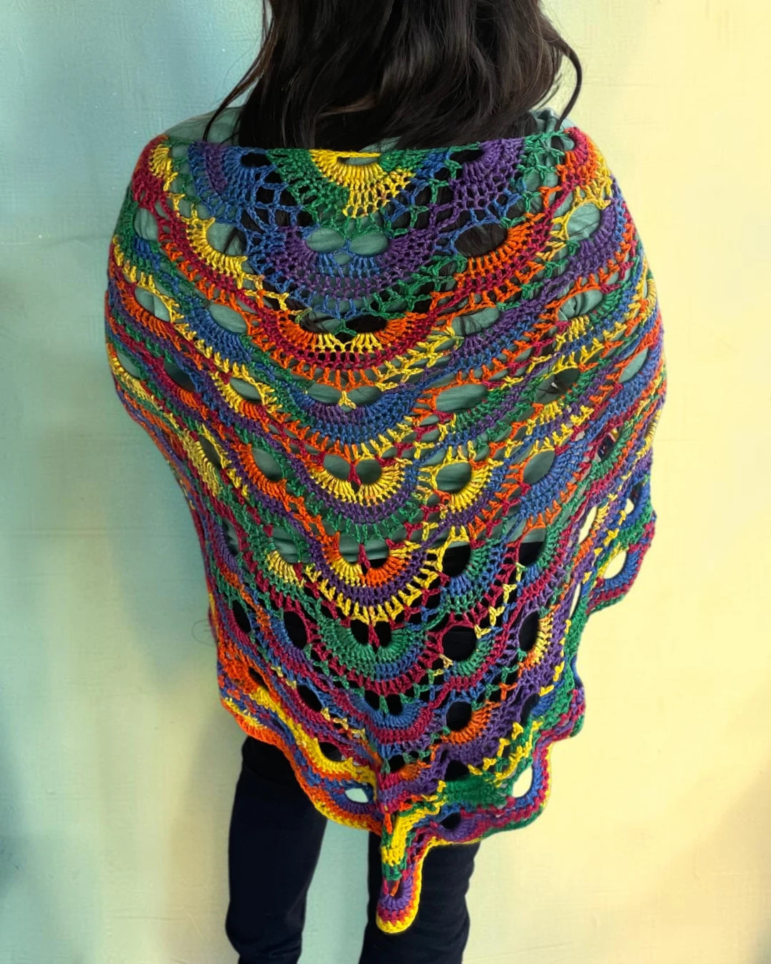 Crocheted Shawl - Rainbow