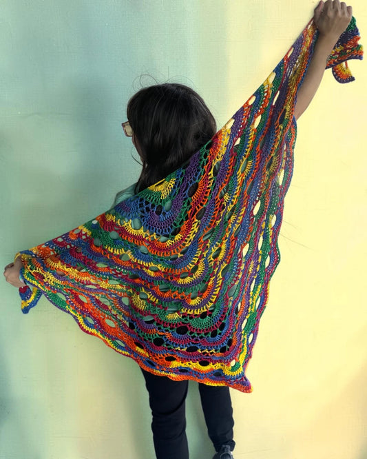 Crocheted Shawl - Rainbow