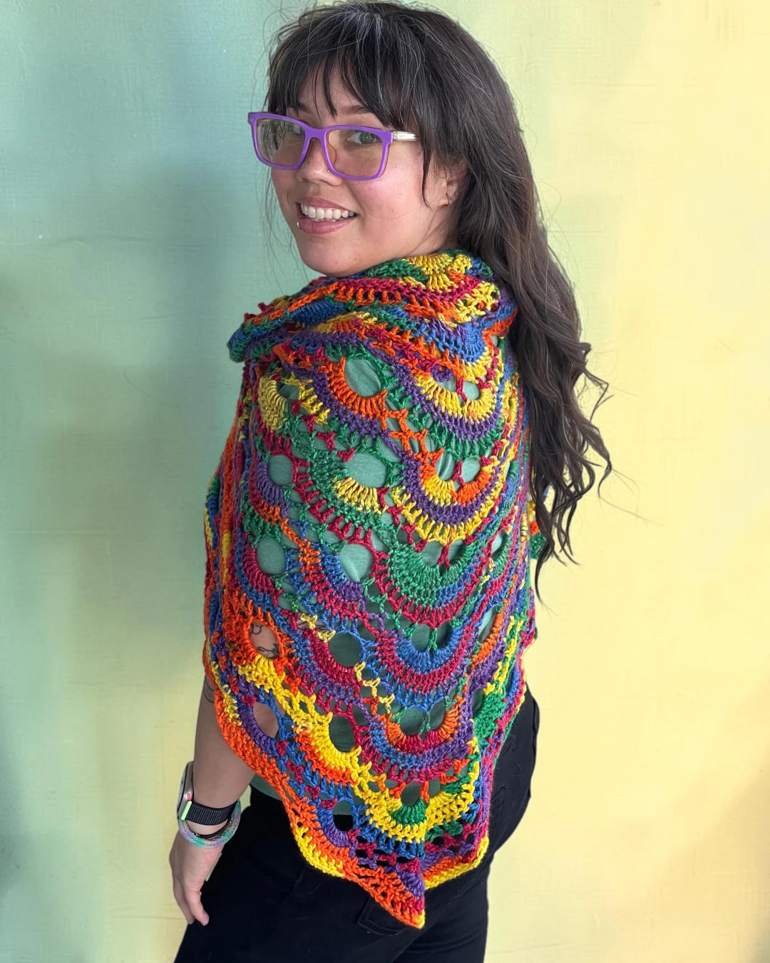 Crocheted Shawl - Rainbow