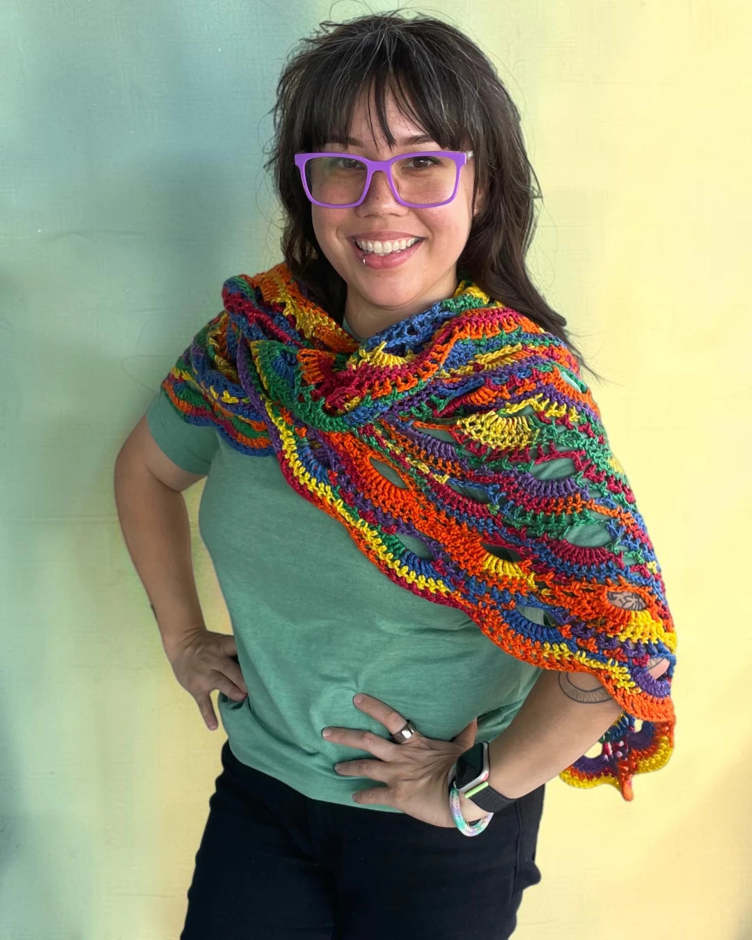Crocheted Shawl - Rainbow