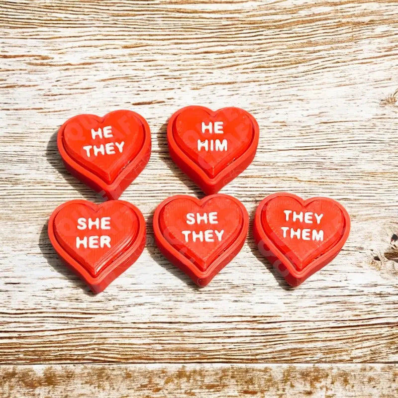 Pronoun Heart Fidget Clickers