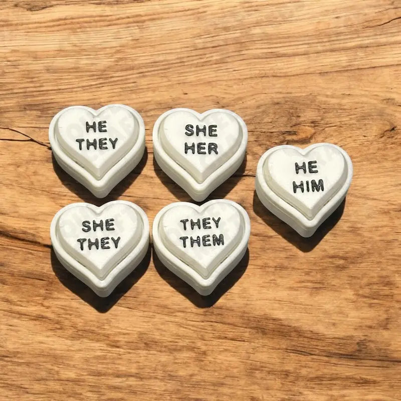 Pronoun Heart Fidget Clickers