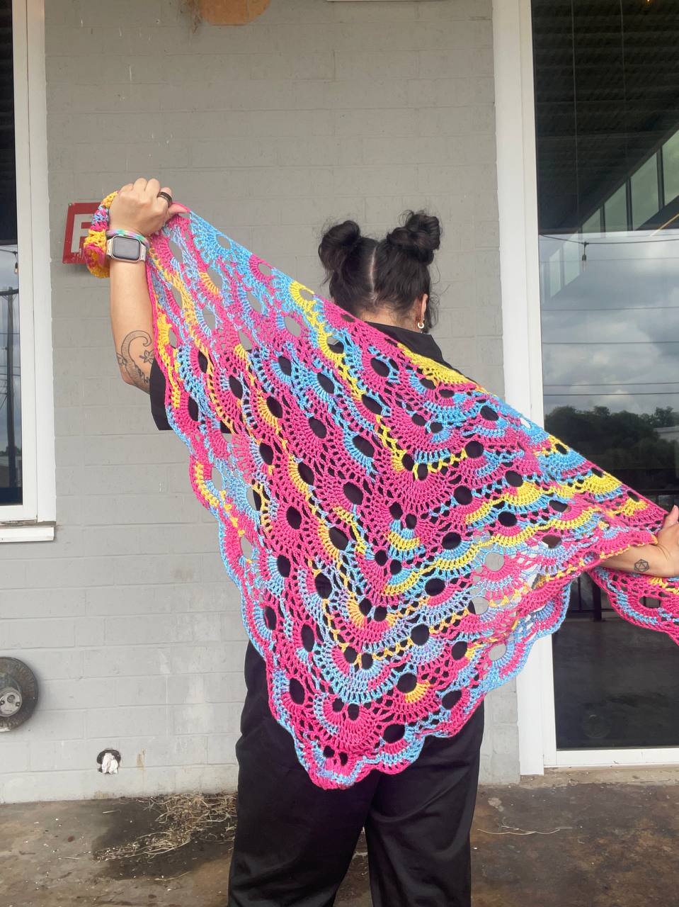 Crocheted Shawl - Pansexual (Pan)